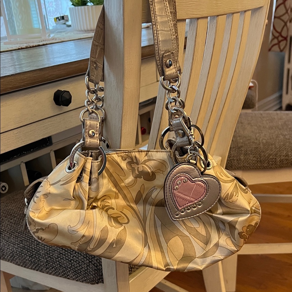 Kathy Van Zeeland Gold and Pink Shoulder Bag